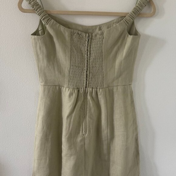 REFORMATION Sawyer Linen Mini Dress - NWT - Size 2 - Dried Herbs - Picture 9 of 10